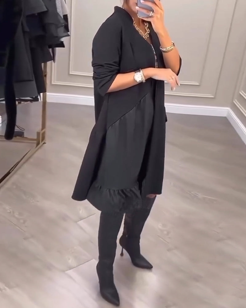 Artistic V-neck long-sleeved dress