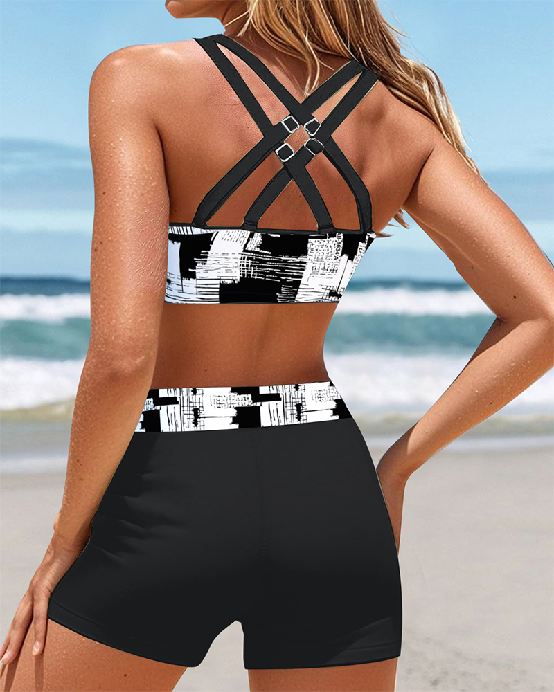 Fashion Printed Boyshort Bikini