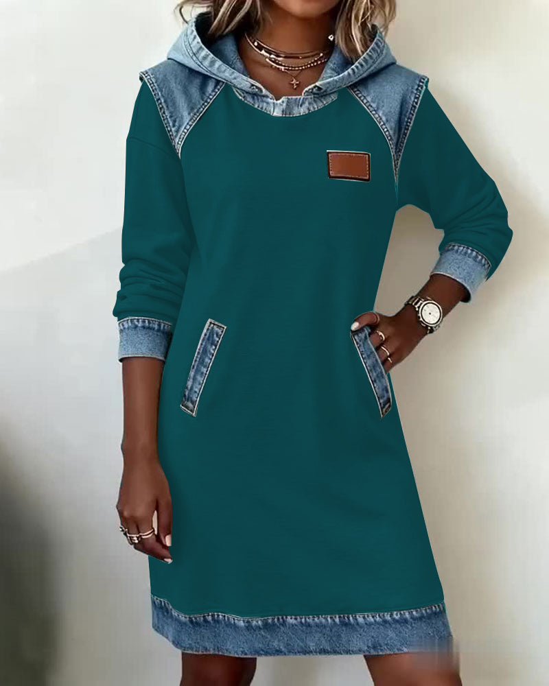 Hooded Paneled Contrast Dress
