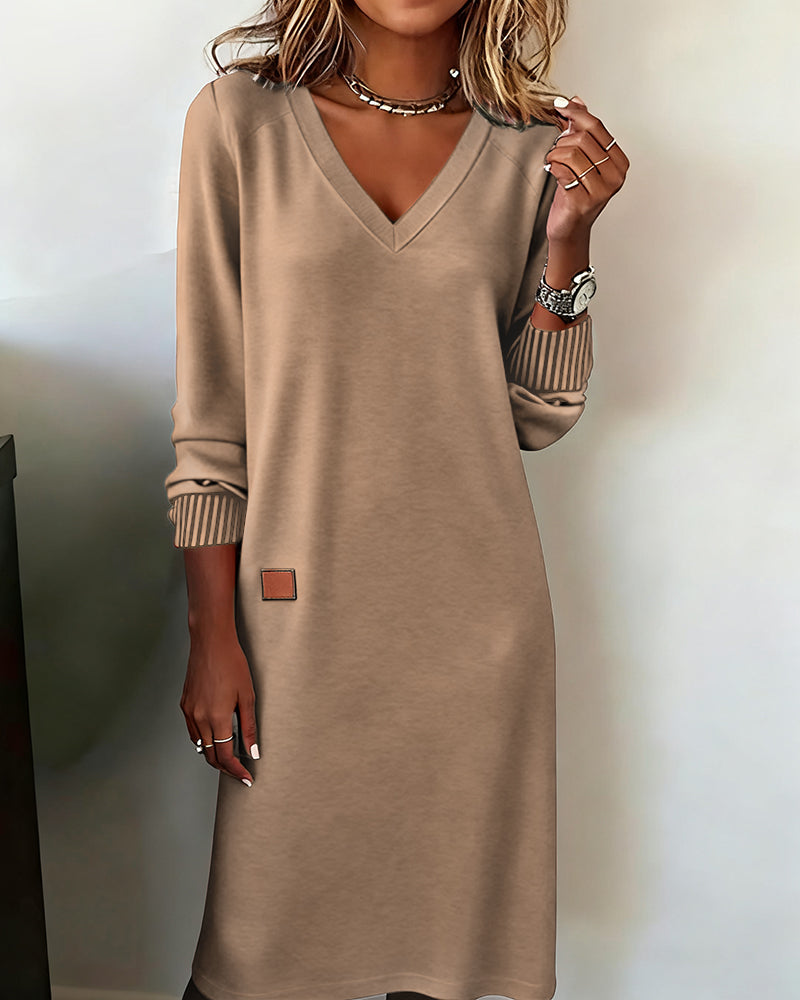V-Neck Stylish Sweater Dress