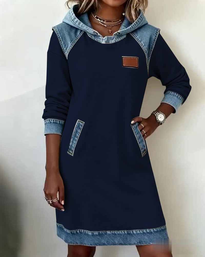 Hooded Paneled Contrast Dress
