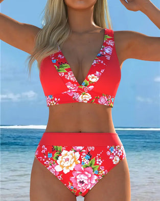 Floral Print Two - Piece Beach Bikini
