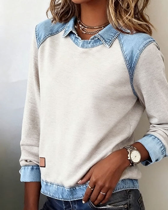 Fashionable Lapel Long-Sleeved Blouse