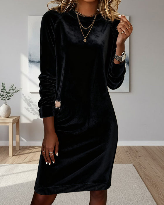 Fashionable Round Neck Long Sleeve Dress