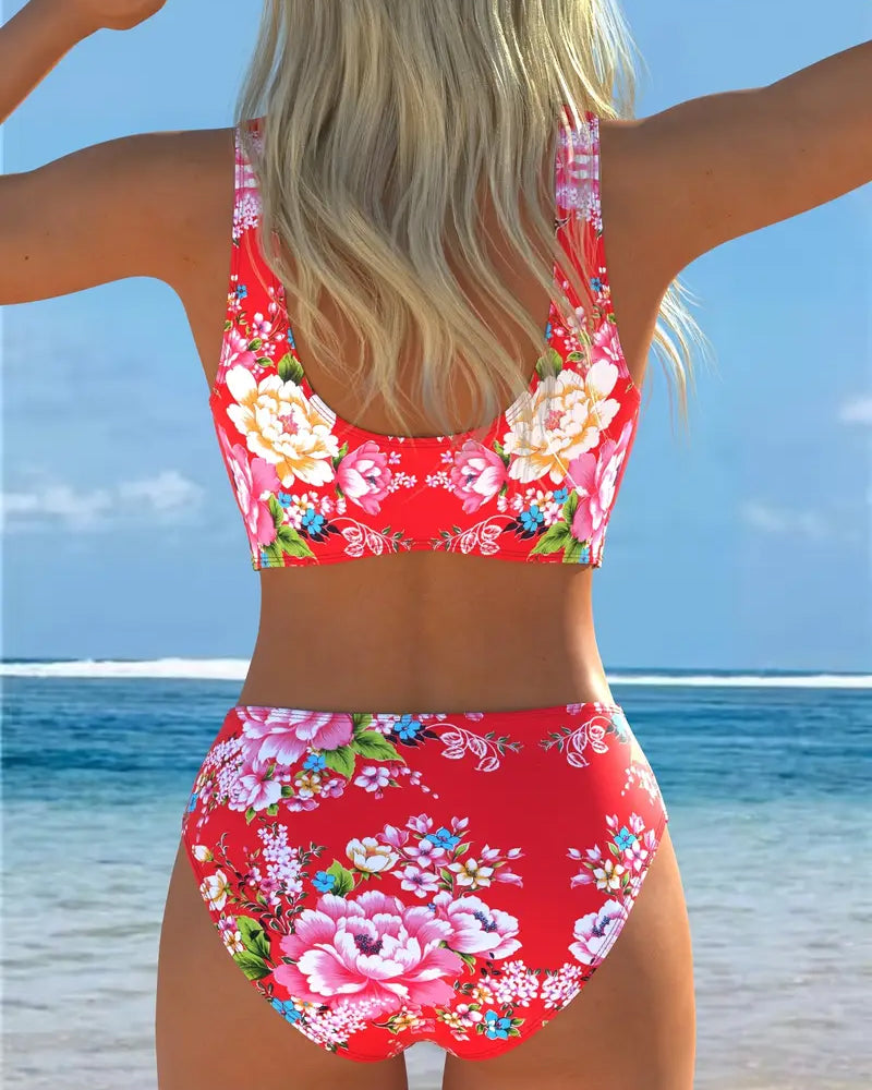 Floral Print Two - Piece Beach Bikini