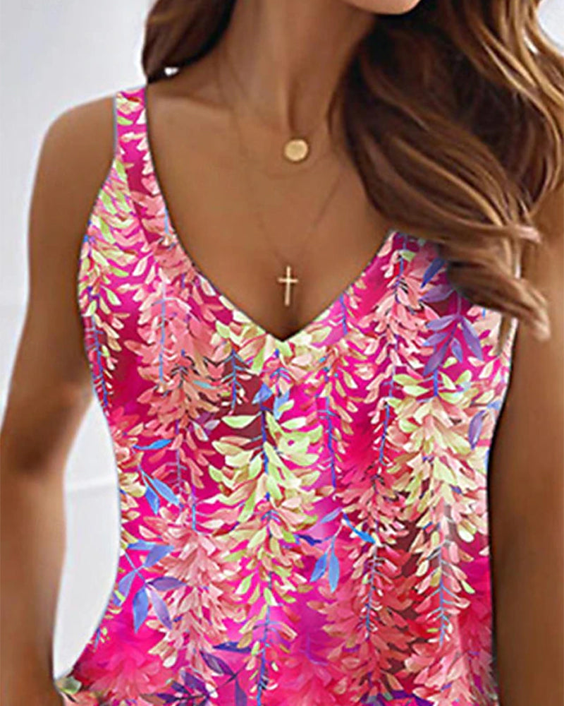 Botanical print tank top