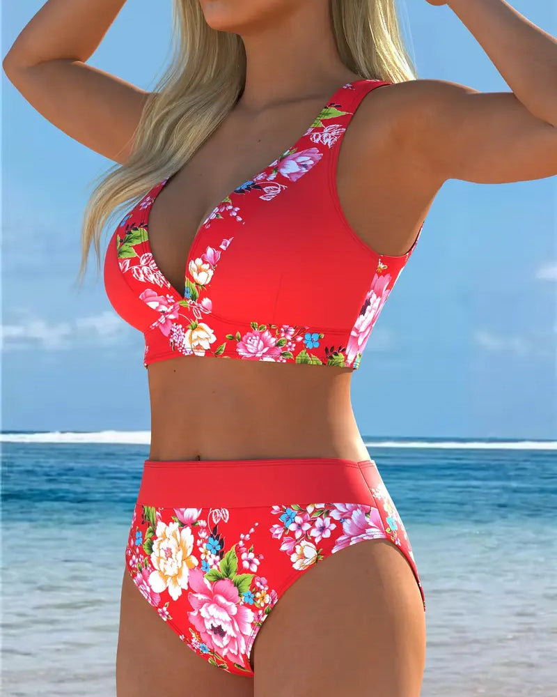 Floral Print Two - Piece Beach Bikini