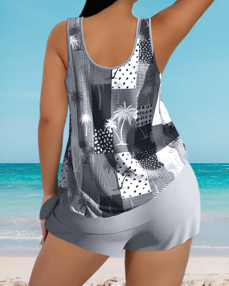 Coconut print tankini swimsuit set