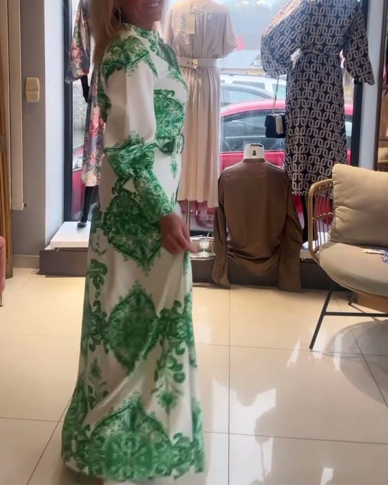 Bohemian print button dress
