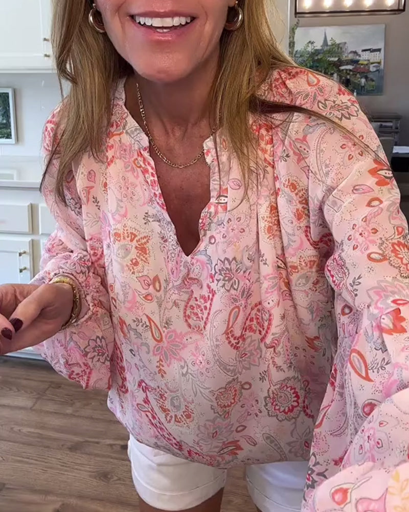 Balloon Sleeve Floral Blouse