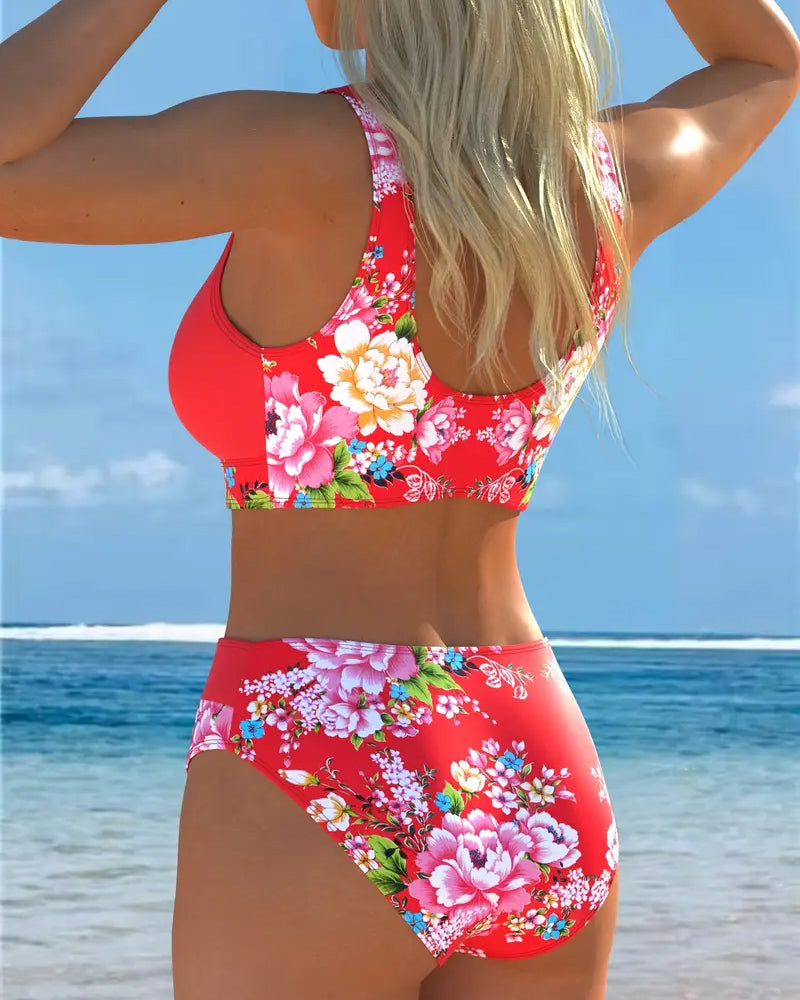 Floral Print Two - Piece Beach Bikini