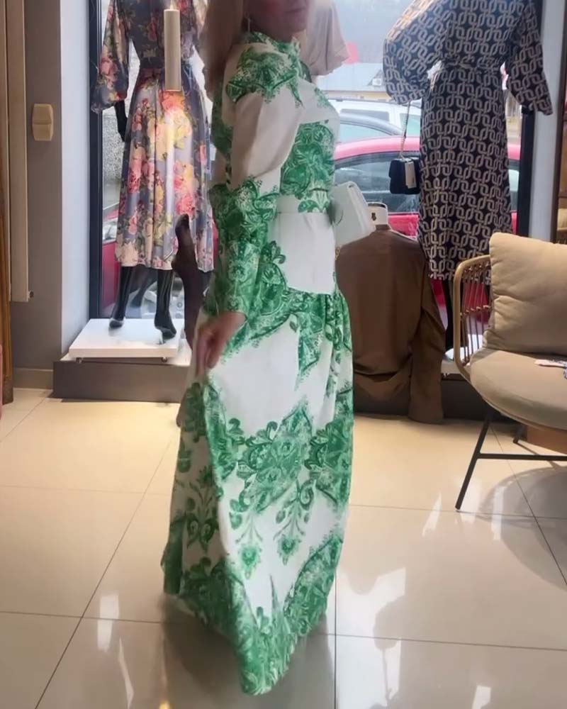 Bohemian print button dress