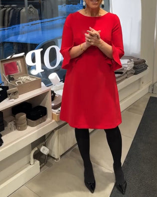 Bell sleeve solid color dress