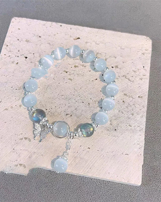 Imitation cat eye crystal butterfly bracelet