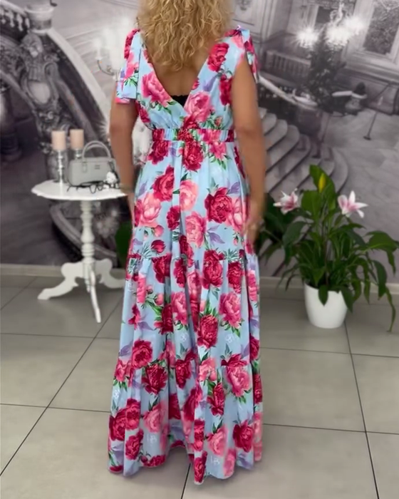 Sexy V-Neck Printed Dress