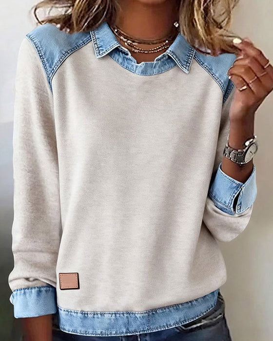 Fashionable Lapel Long-Sleeved Blouse