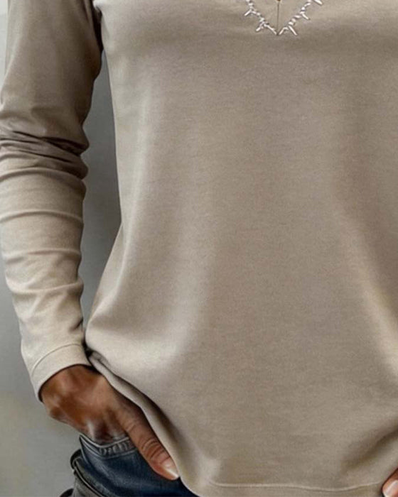 V-Neck Solid Color Stylish Casual Top