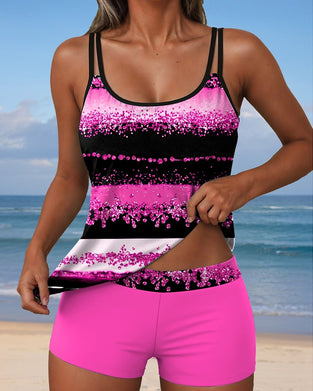 Casual Strap Two-Piece Print Swimsuit