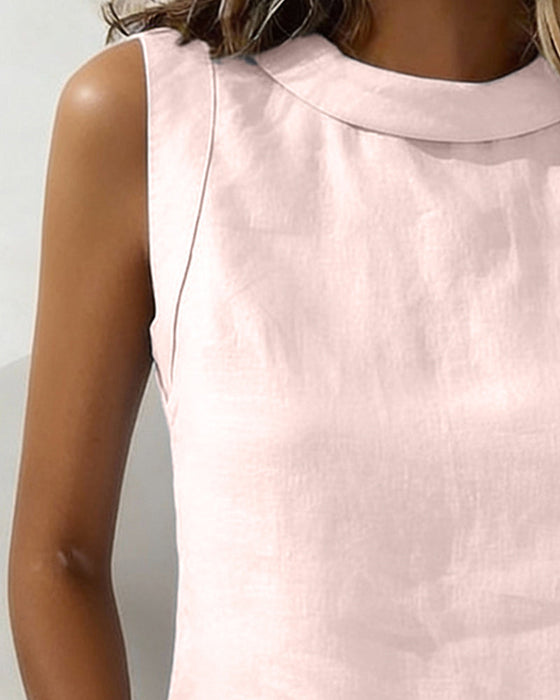 Pure Cotton Collared Sleeveless Blouse