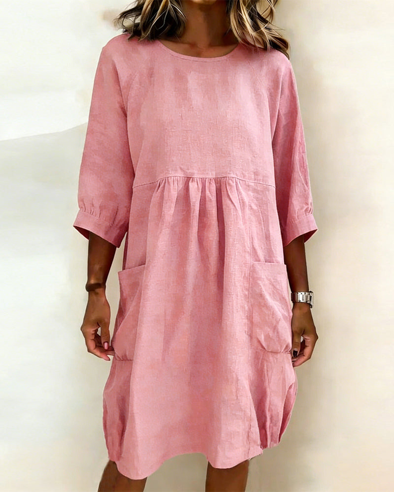 Three-Quarter Sleeve Loose Dress