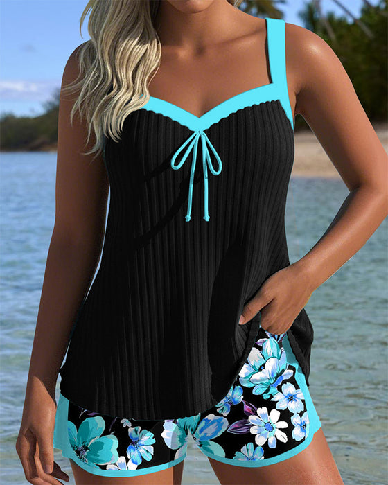 V-Neck Printed Sports Boxer Shorts Tankini