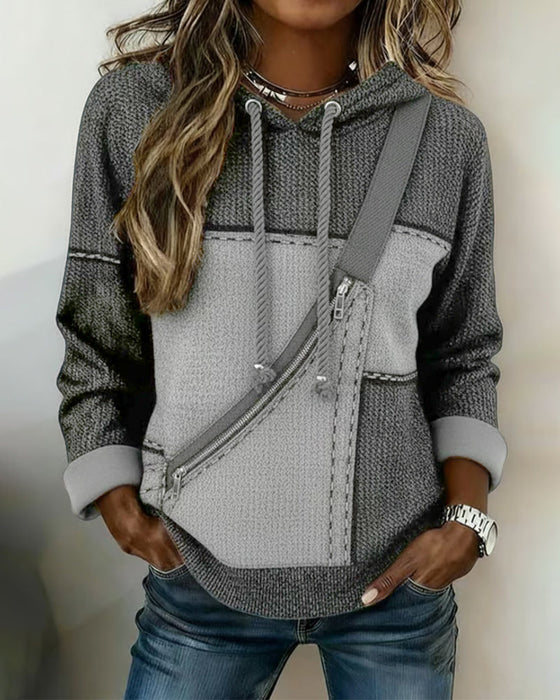 Stylish Color-Blocked Hoodie