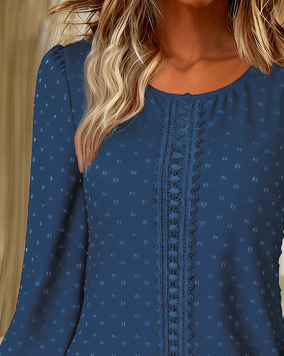Round Neck Puff Sleeve Blouses