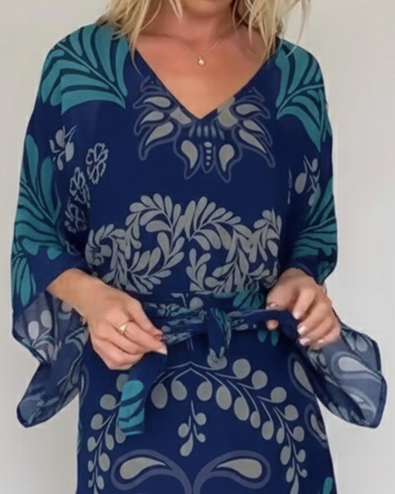 Bohemian V-Neck Loose Dress