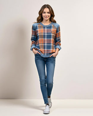 Plaid Patchwork Fashion Sweatshirt