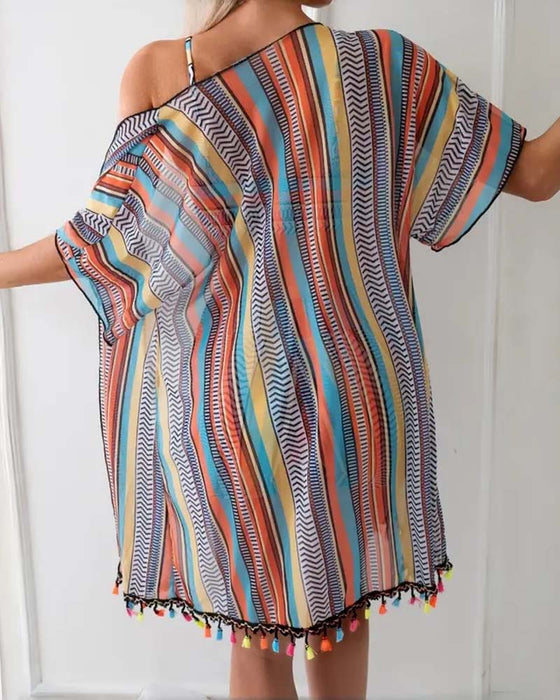 Resort Print Bikini Three-Piece Swimsuit