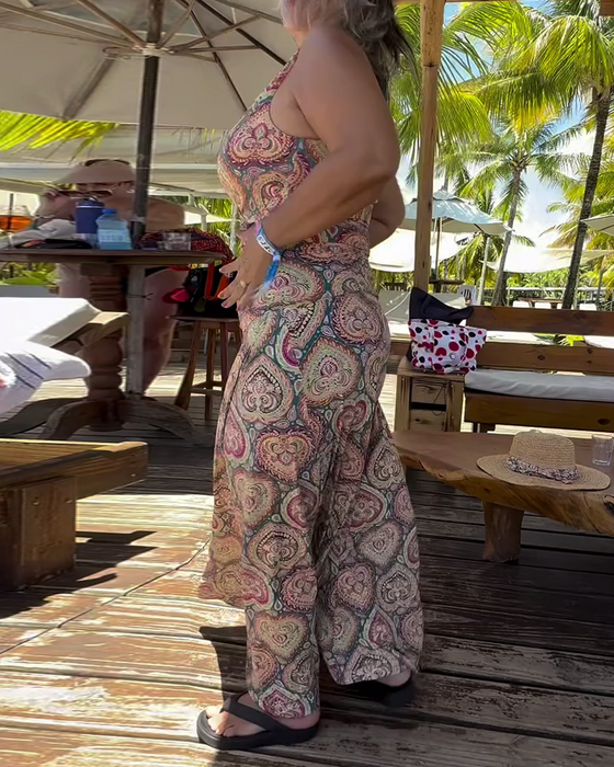 Strapless Heart Holiday Print Swimsuit