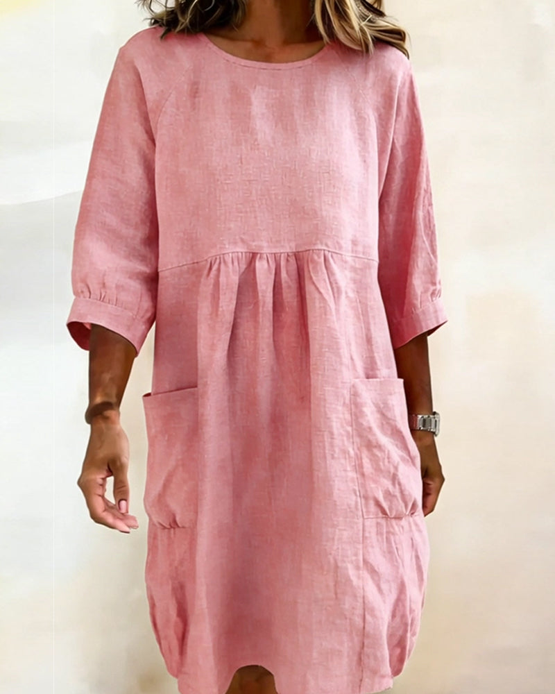 Three-Quarter Sleeve Loose Dress