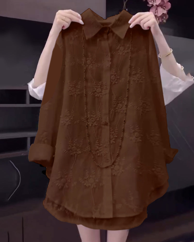 Solid Embroidered Drop Shoulder Shirt