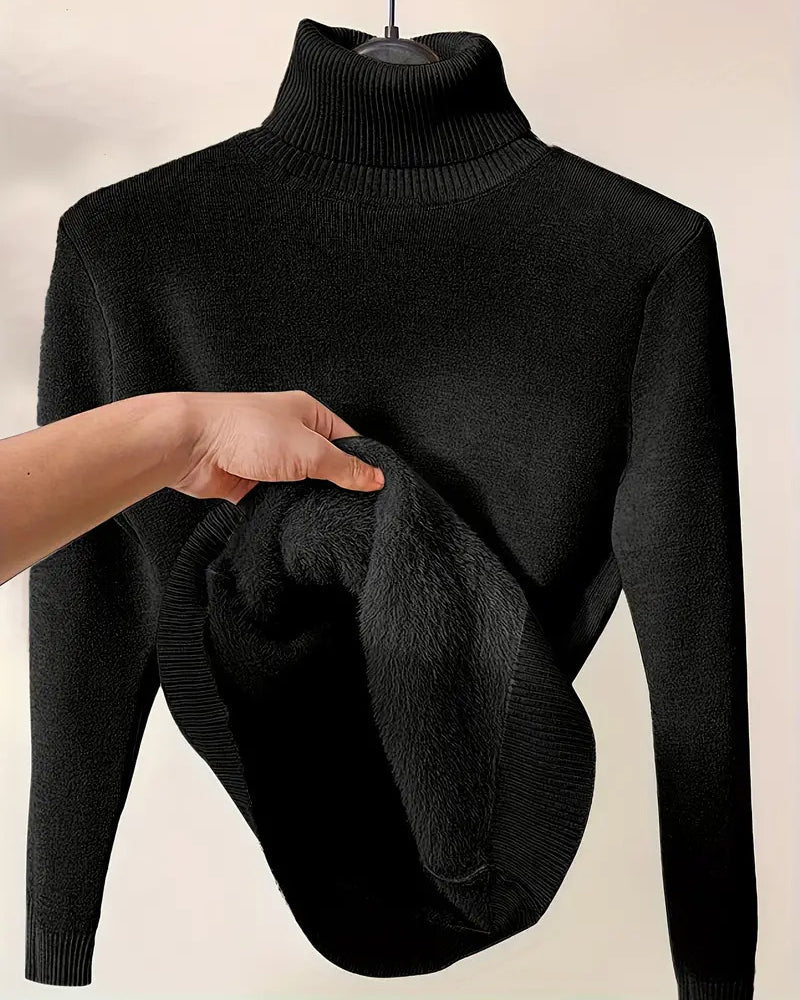 Solid color long sleeve thick pullover sweater
