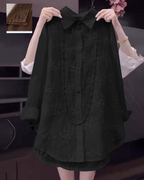 Solid Embroidered Drop Shoulder Shirt