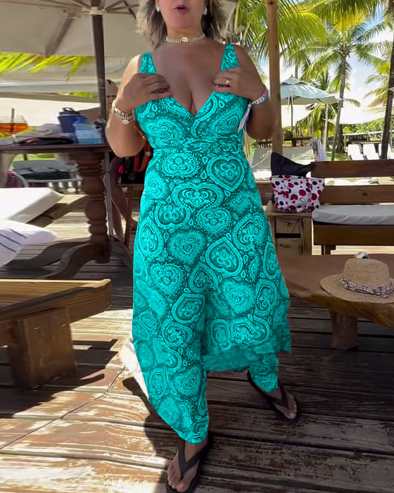 Strapless Heart Holiday Print Swimsuit