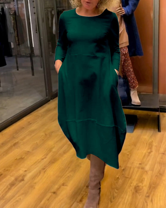 Elegant Solid Color Dress