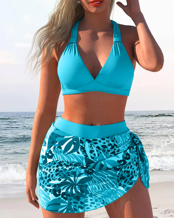 Bra Two-Piece Skirt Swimsuit