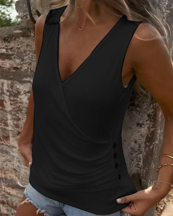 Buttoned and Sleeveless Versatile Vest