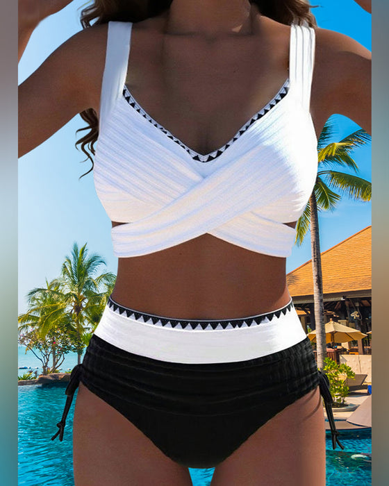 Casual Contrast Color Stitching Two-Piece Bikini