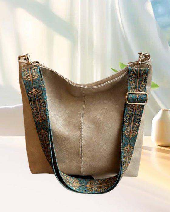 Vintage shoulder strap large capacity bucket bag