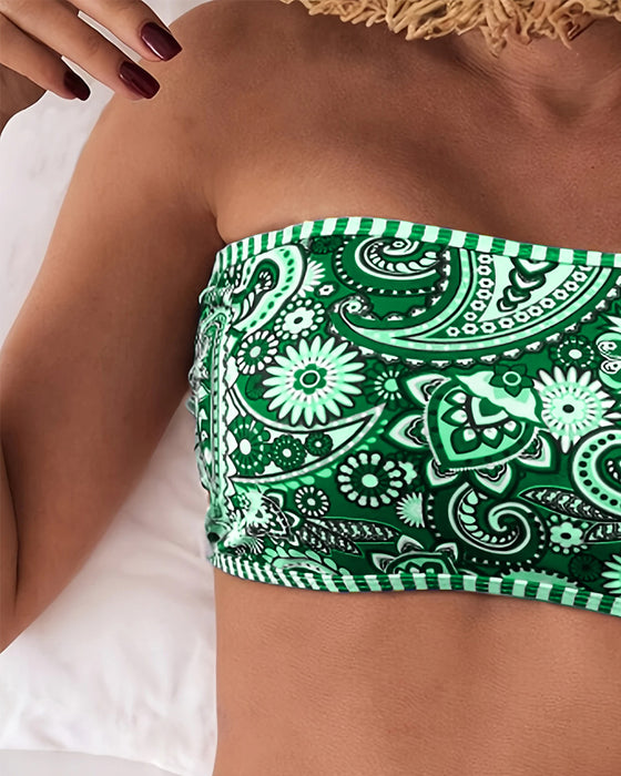 Two-Piece Ethnic-Style Printed Swimsuit