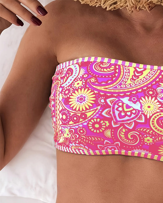 Two-Piece Ethnic-Style Printed Swimsuit