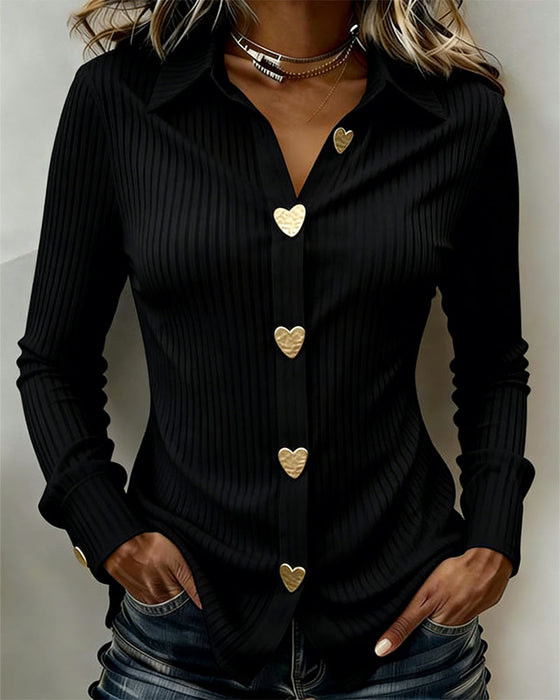 Heart-Shaped Button-Down Collar Shirt