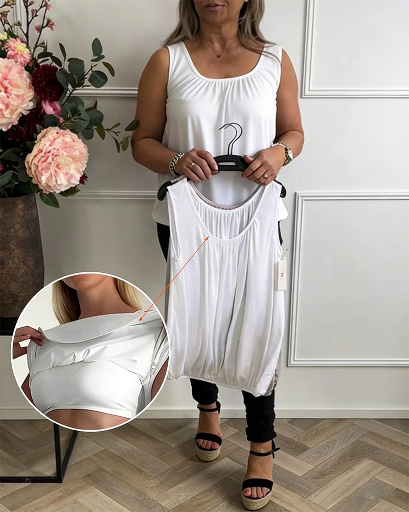 Bulit In Bra U-neck Casual Tank Top