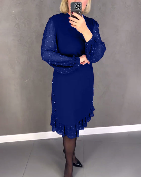 Long-sleeved polka dot dress