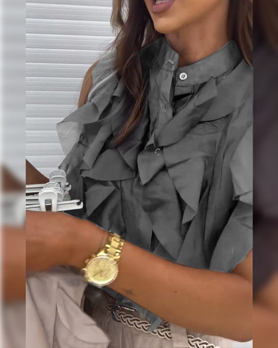 Designer Ruffle Sleeveless Tank Top