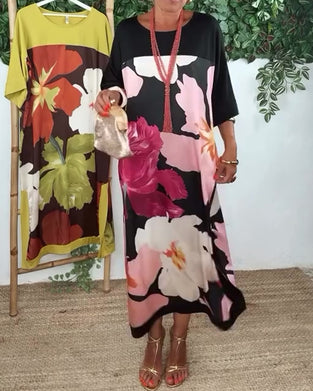 Casual Loose Round Neck Printed Dress