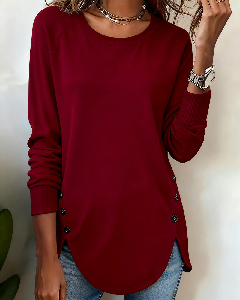 Irregular Hem Raglan Sleeve Sweatshirt