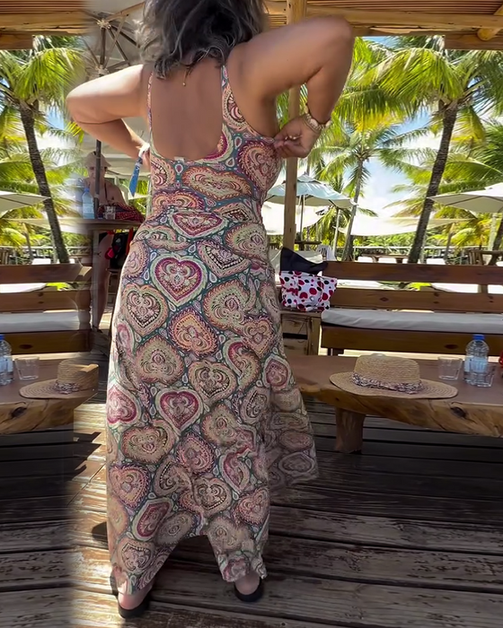 Strapless Heart Holiday Print Swimsuit